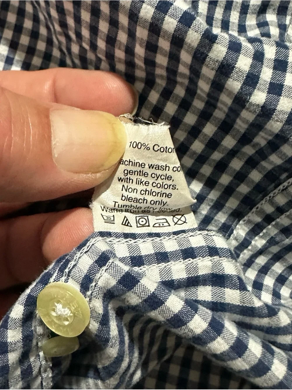 J Crew Slim Fit Gingham Check Dress Shirt Blue White Button Down Sz L Cotton